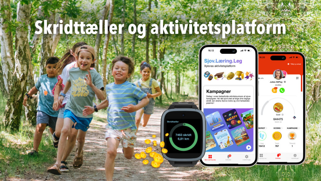 Xplora aktivitetsur til børn med skridttæller og aktivitetsplatform