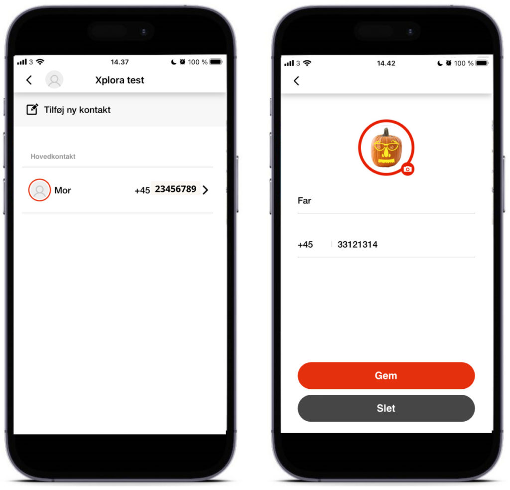 Kontakter Xplora app