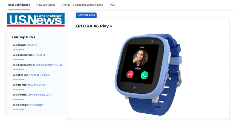 U.S. News Award for Best Cell Phone for Kids in 2024